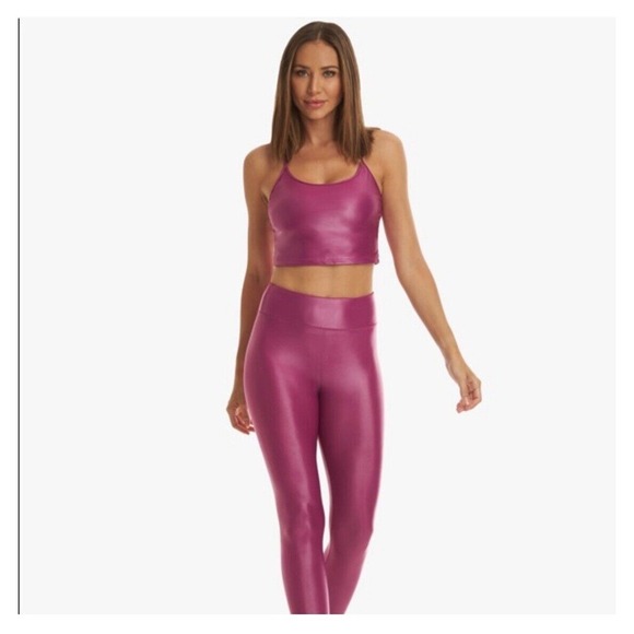 Koral Leah Infinity Lustrous Shiny Sports Bra Tank in Rose Orchid Sz small NWOT - Picture 5 of 11